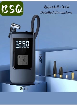 Emergency Air Pump|Digital Car Tire Inflator | tyre pump | air pump digital | Portable Tire Inflator | pump for esscoter | 150PSI Air Compressor with Pressure Gauge | 4000mAh Rechargeable Electric Air Pump | with LED Display and Nozzle Set | Suitable for Cars, Motorcycles, Bicycles, and Balls - view 4